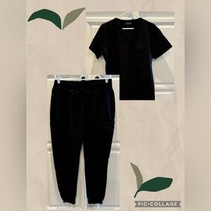 Mandala Black Scrub Set- Women’s Large Top and Pant